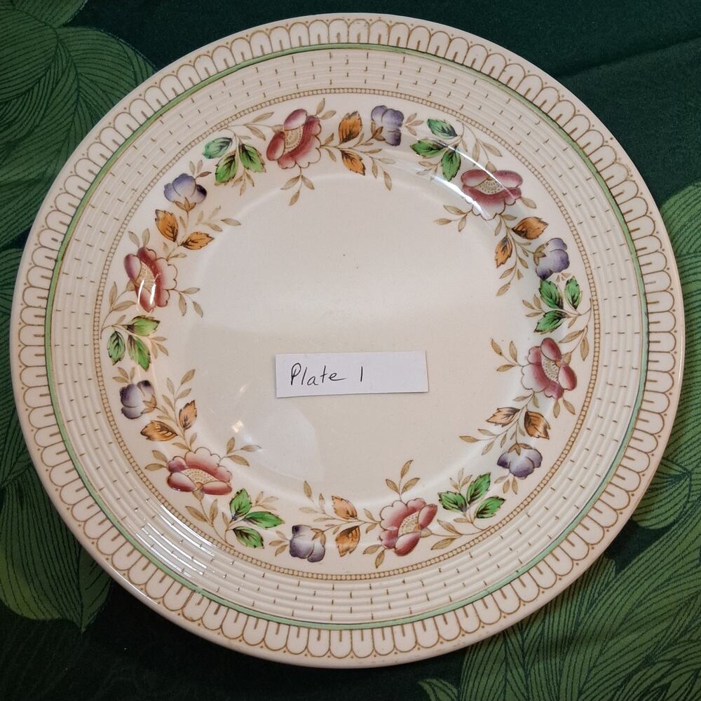 VTG Woods Burslem England BRIER 10" Floral Transferware Dinner Plate - 1 PC